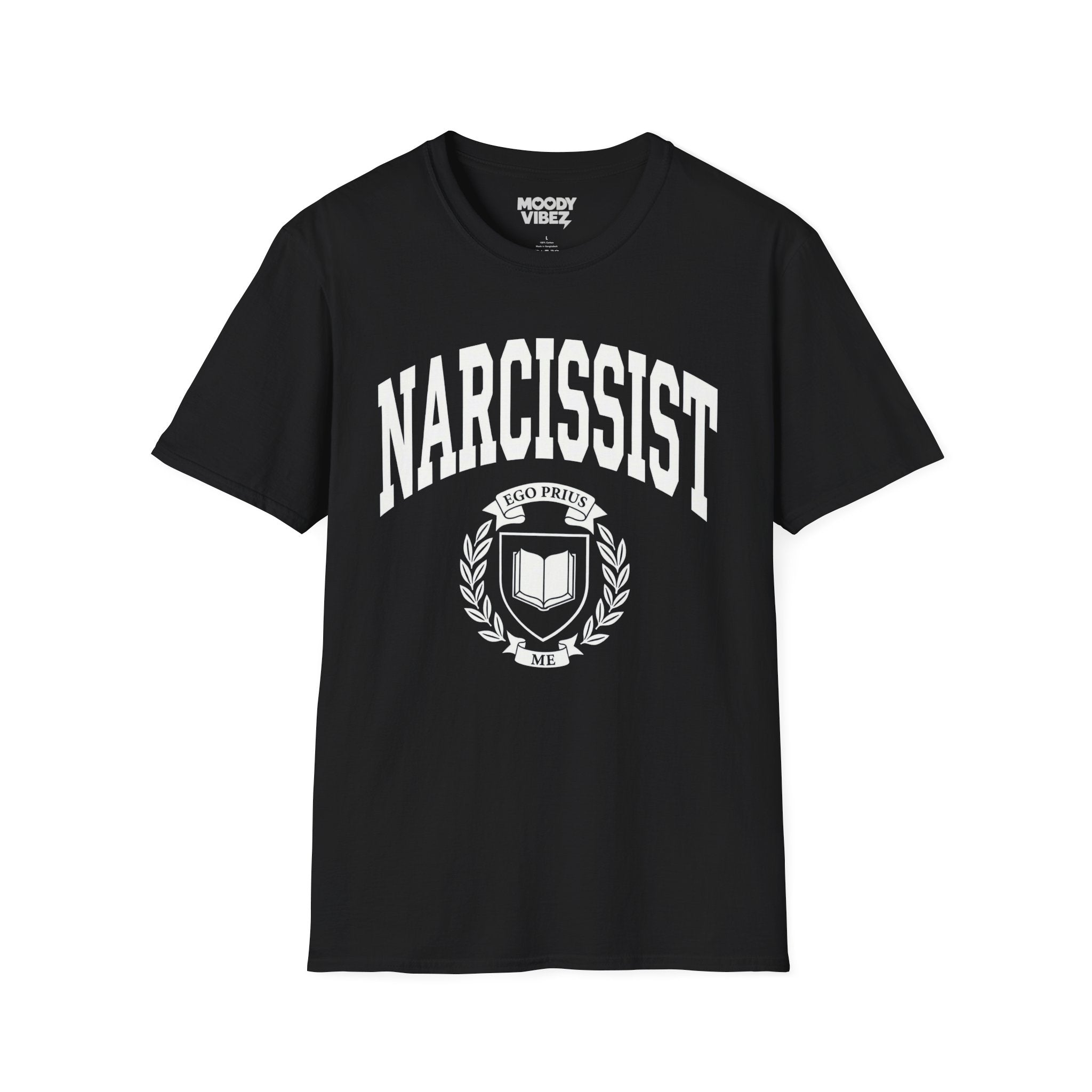 Narcissist Graphic T-Shirt — Bold Novelty Tee with Crest