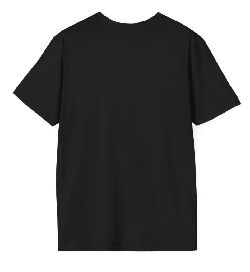 Black t-shirt on a white background